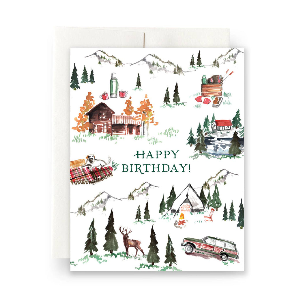 Alpine Lodge Happy Birthday Card