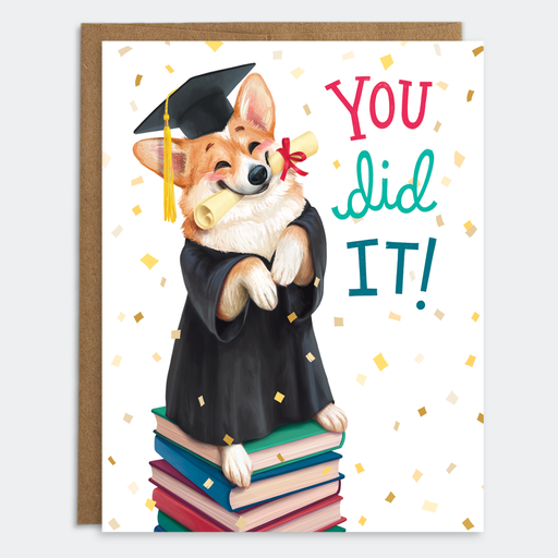 Corgi You Did It Grad Card