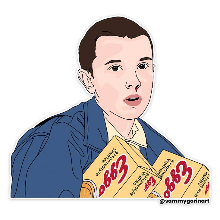 Stranger Things Eleven Stealing Eggos Vinyl Sticker