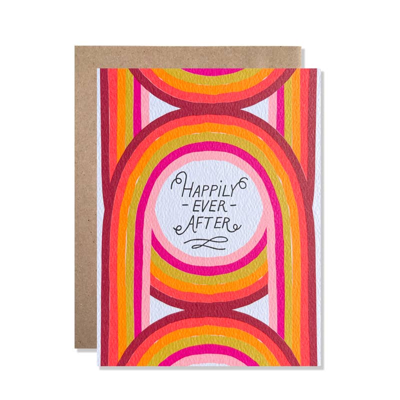 Happily Ever After Neon Arches Wedding Card