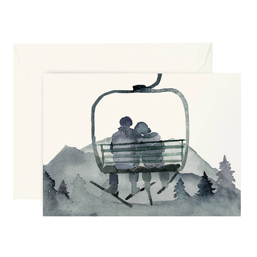 Gondola Couple Skiers in Love Card