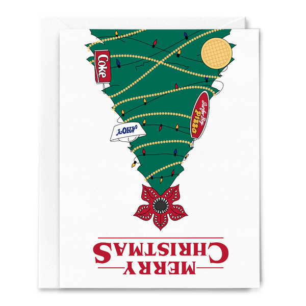 Upside Down Christmas Tree Stranger Things Card