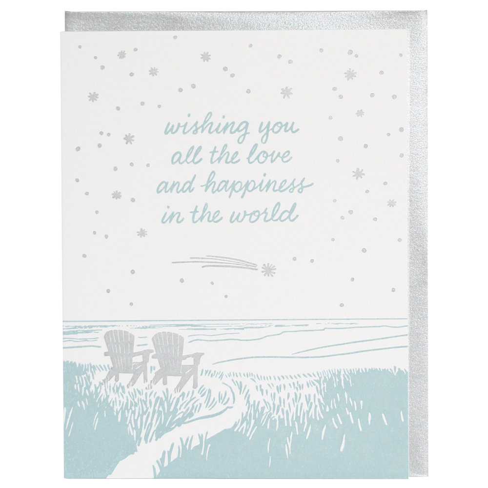 Moonlit Adirondack Wishing All the Love Happiness in the World Card