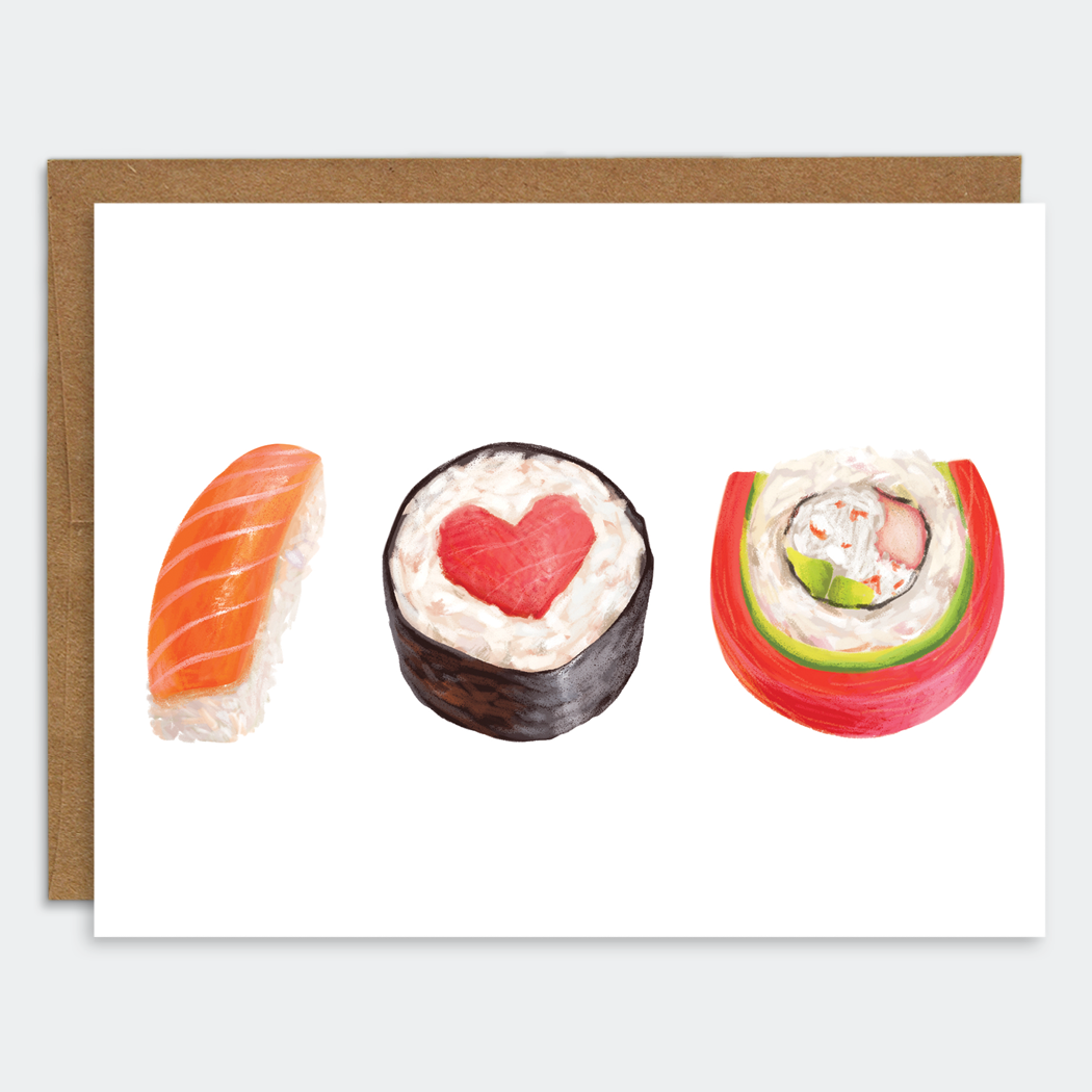 Sushi Roll Love I Heart U Card