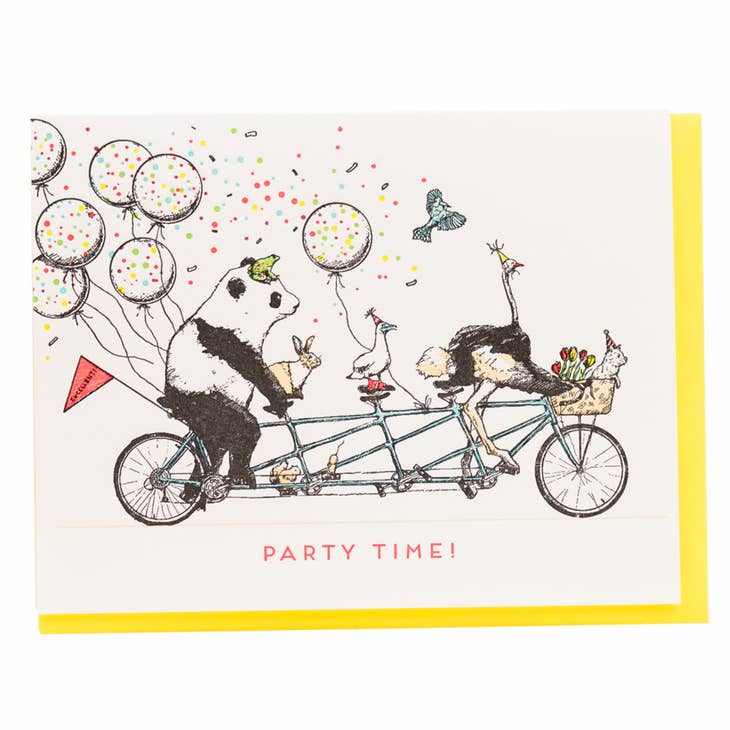 Tandem Bike Animals Party Time Birthday Card