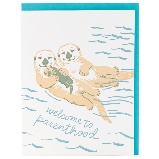 Otter Family Welcome to Parenthood Baby Card