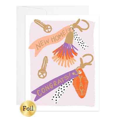 New Home Feather Keychain Congrats Card