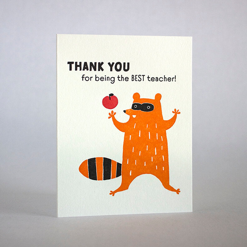 Thank You Teacher Raccoon Card