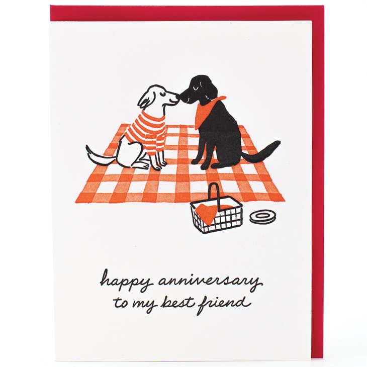 Dog Picnic Anniversary to My Best Friend Card