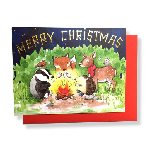 Merry Christmas Campfire Animals Card