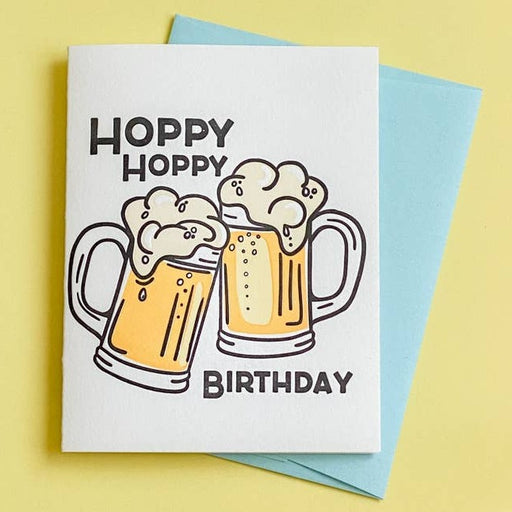 Beer Mugs Hoppy Hoppy Birthday Card