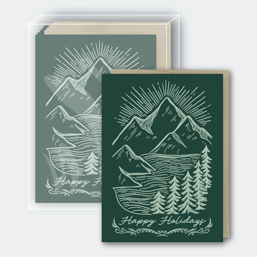 Happy Holidays Mountainscape Foil Card