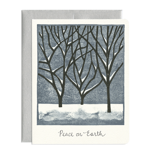Snowy Trees Peace on Earth Holiday Card