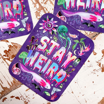 Stay Weird Holographic Vinyl Sticker