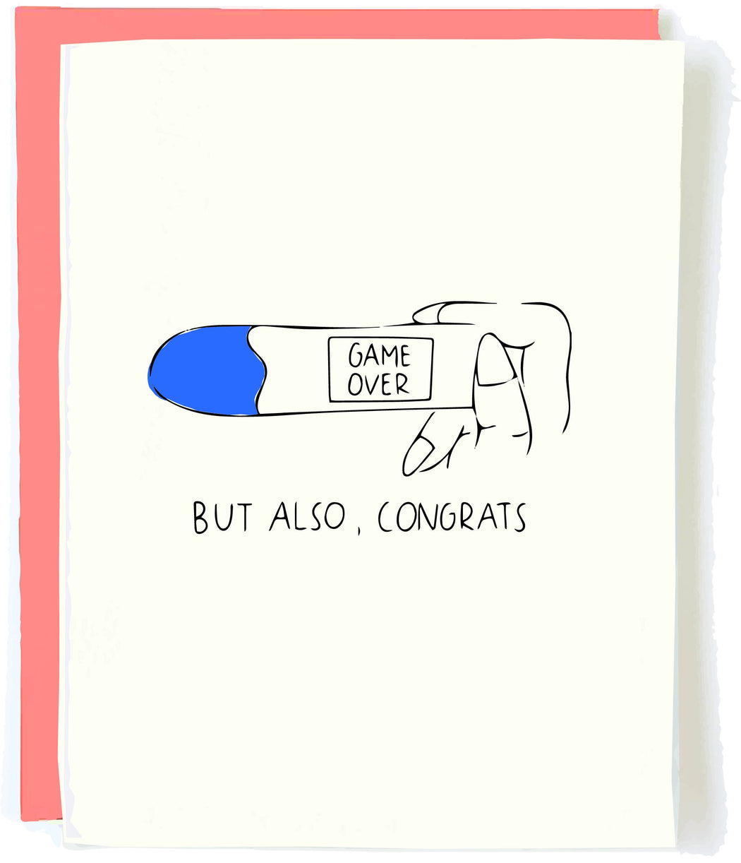 Game Over But Also Congrats Pregnancy Card