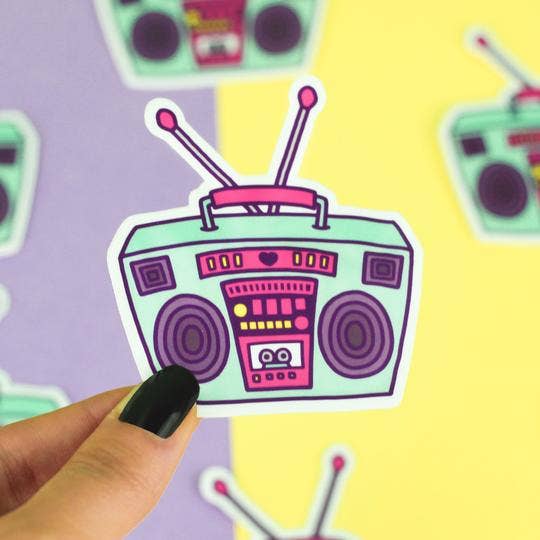 90s Music Boombox Vinyl Sticker