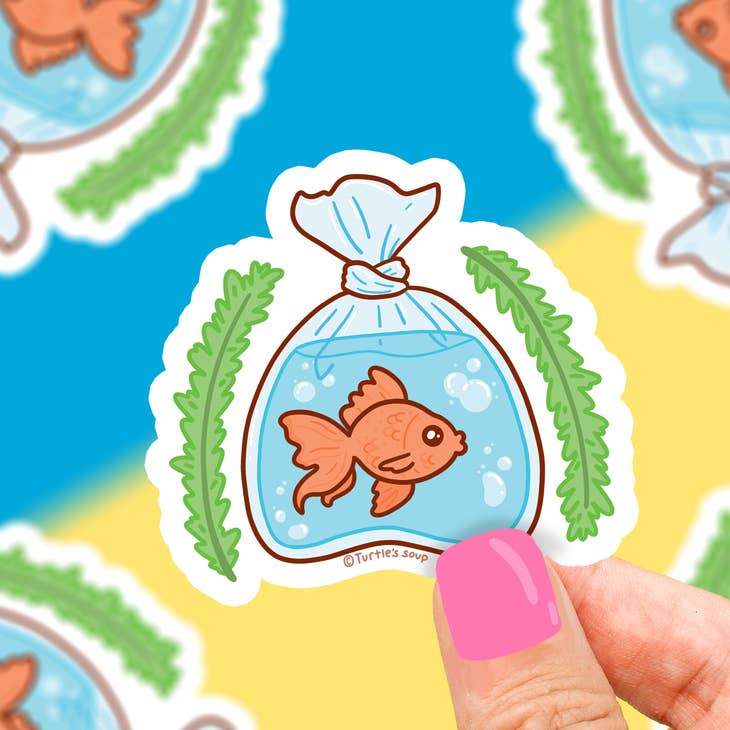 Goldfish Fish in Bag Vinyl Sticker