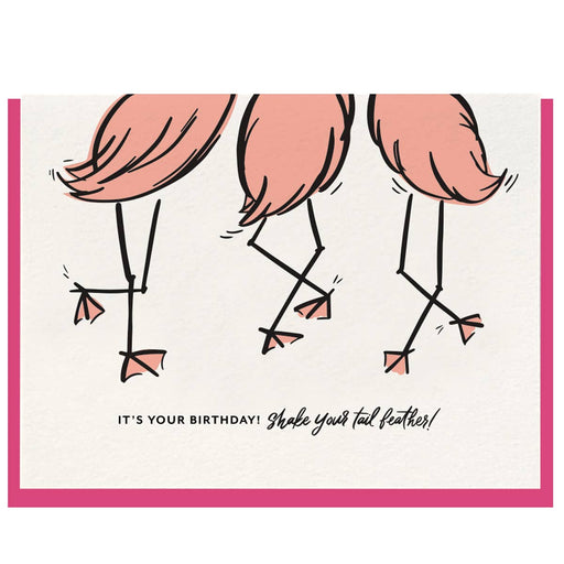 Flamingo Shake Your Tail Feather Birthday Card