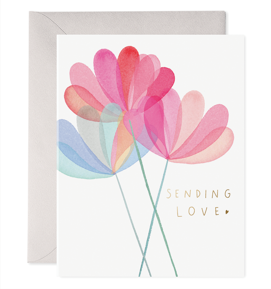 Sending Love Watercolor Flowers Card
