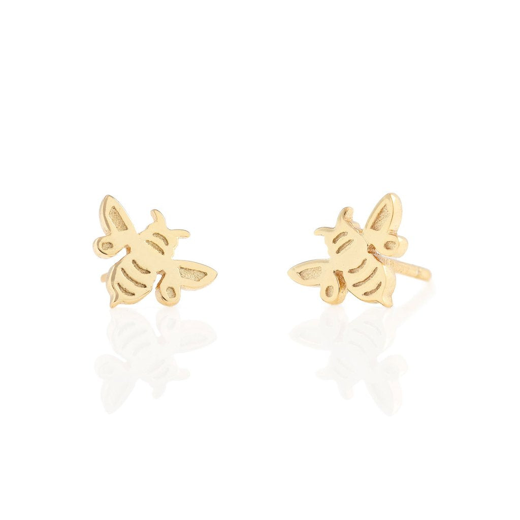 Bumble Bee Gold Stud Earrings