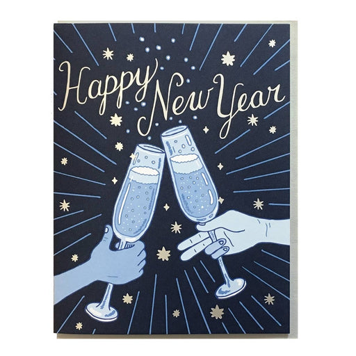 Blue Champagne Happy New Year Card