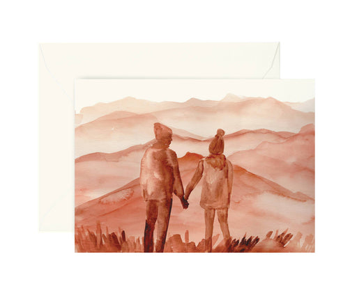 Mountain Couple Holding Hands Love Card