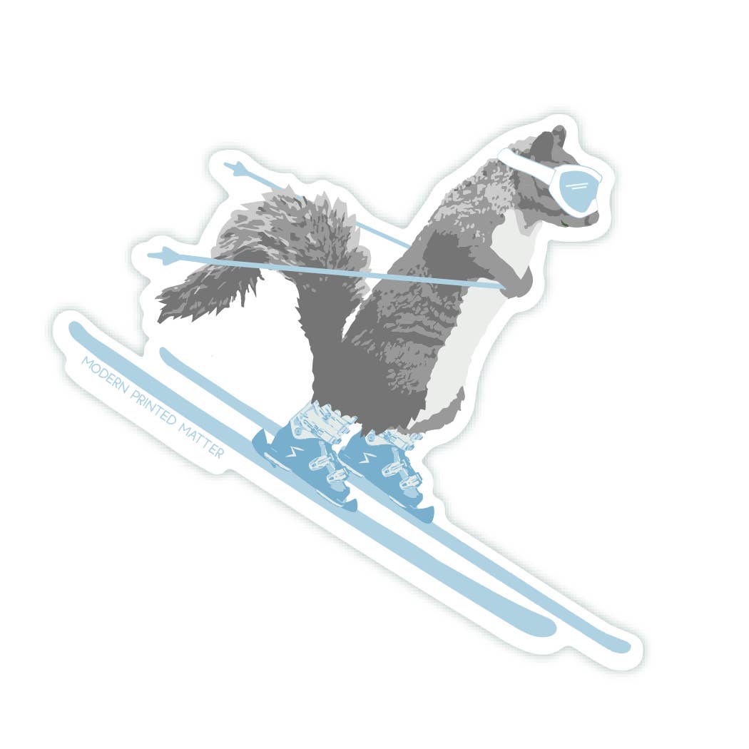 Skiing Squirrel Vinyl Sticker