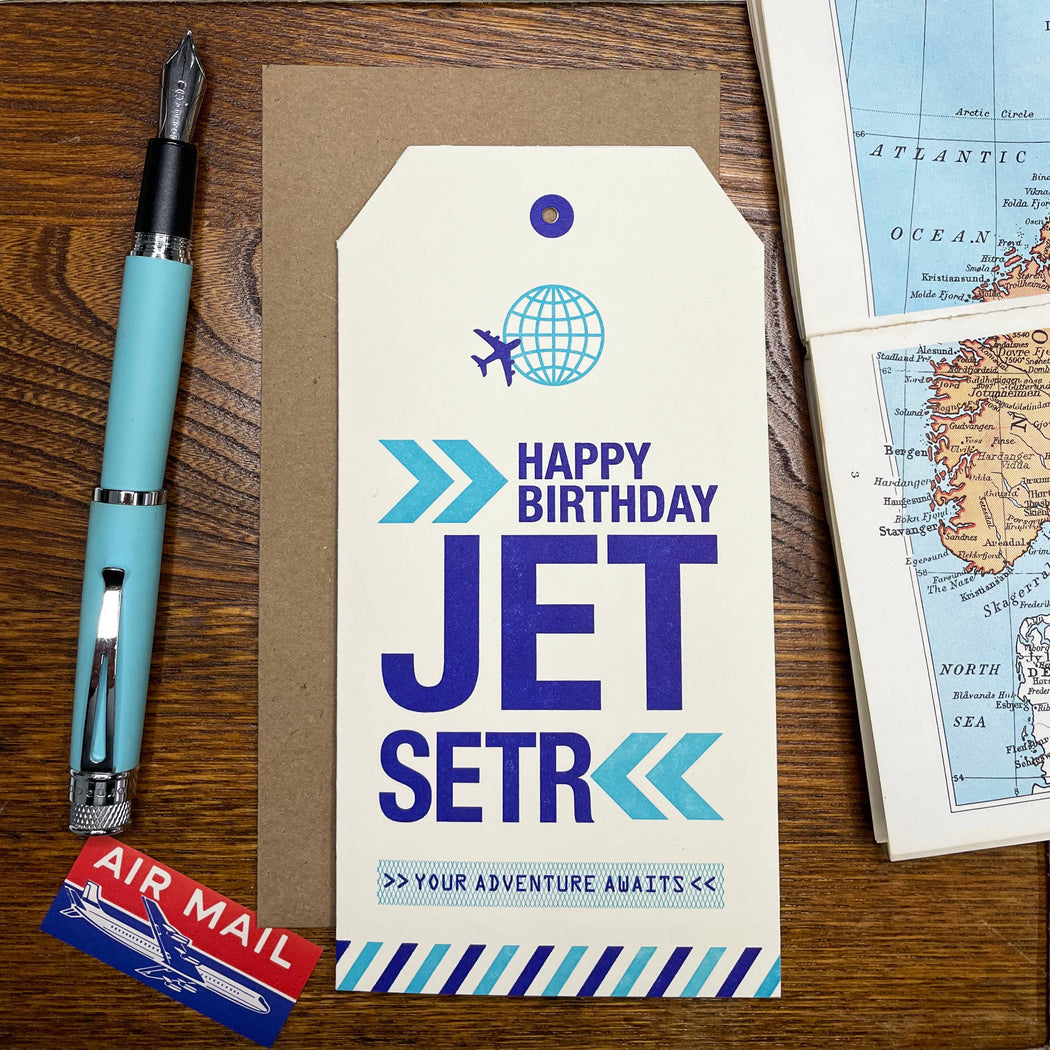 Jet Setter Luggage Tag Birthday Card