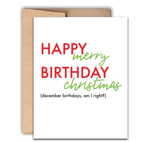 Happy Merry Birthday Christmas December Birthday Card