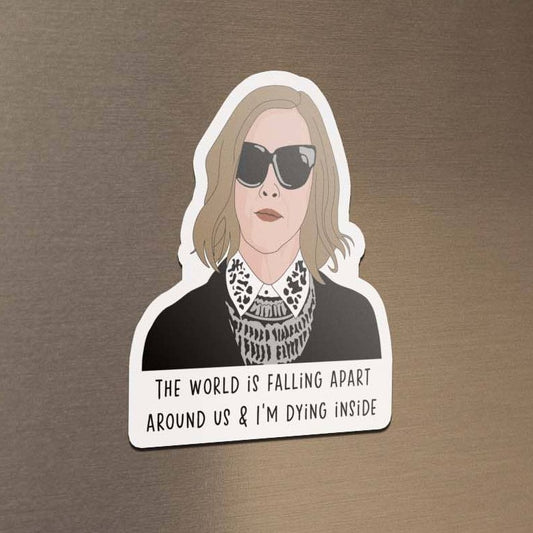 Schitts Creek Moira Rose World Falling Apart Dying Inside Vinyl Sticker