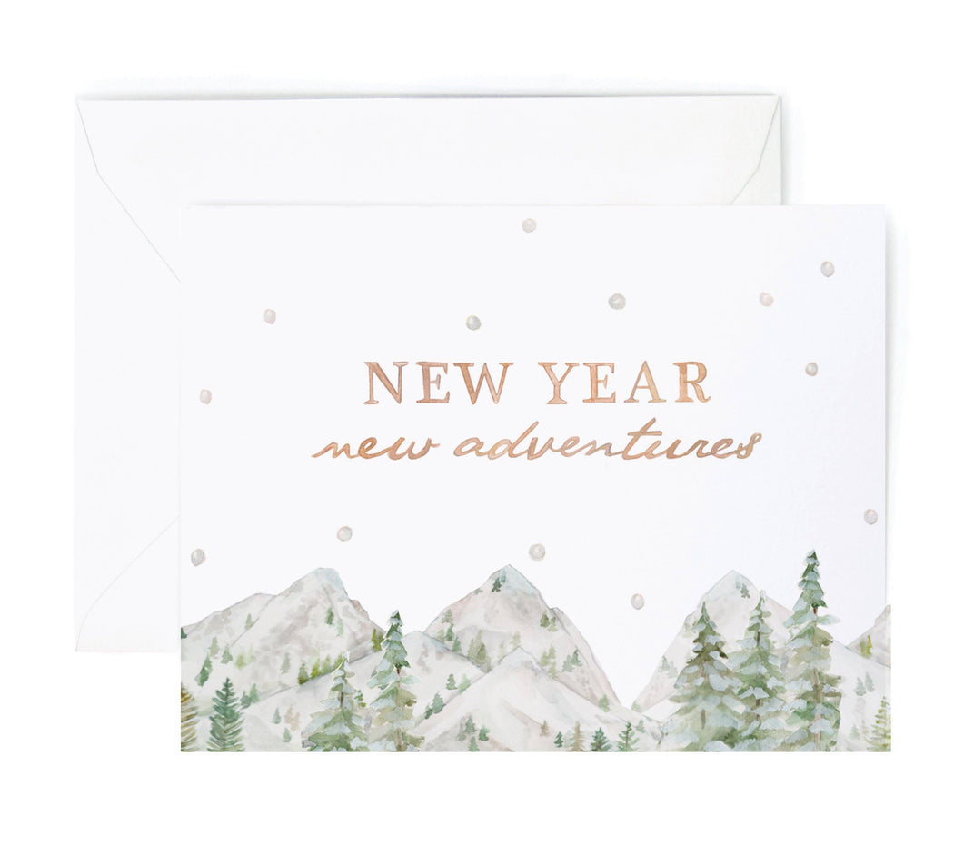 New Year New Adventures Mountain Holiday Card