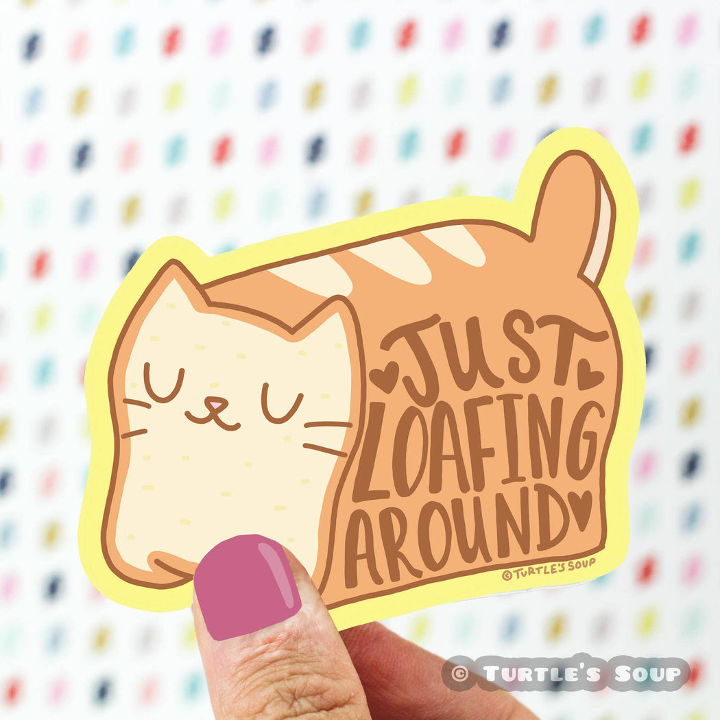 Just Loafing Around Cat Bread Vinyl Sticker
