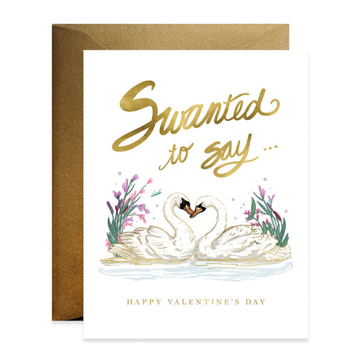 Swanted to Say Happy Valentines Day Swans Card