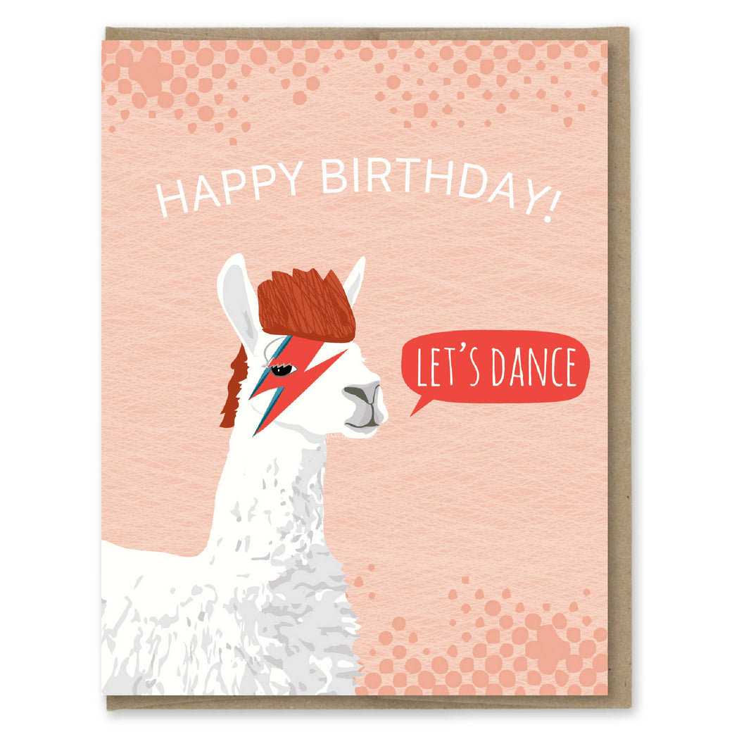 Bowie Llama Lets Dance Birthday Card