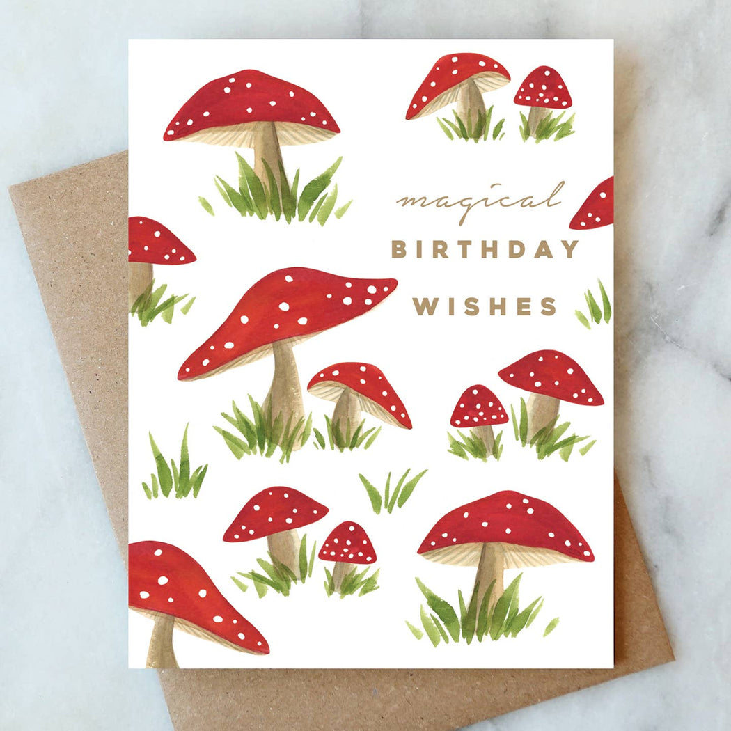 Magical Mushrooms Birthday Wishes Card