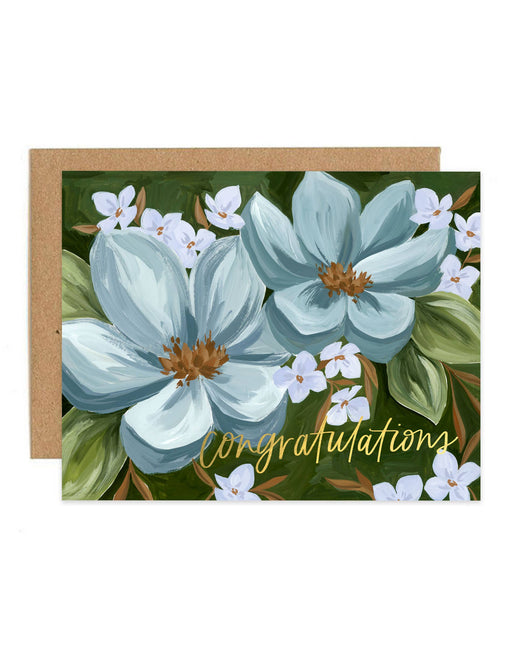 Blue Floral Congratulations Card