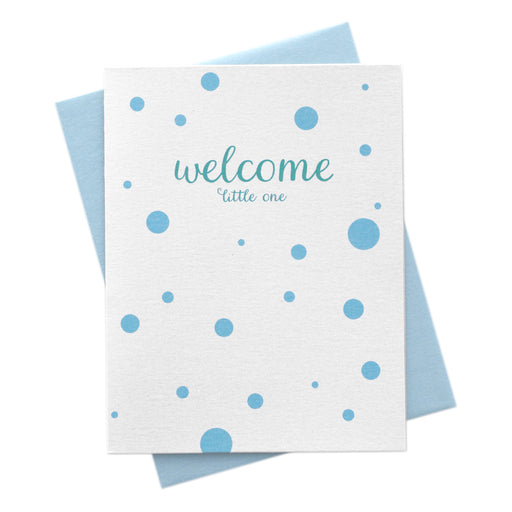 Welcome Little One, New Baby Boy Card polka dots