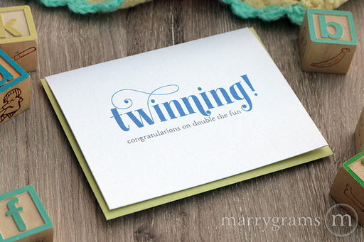 Twinning, Double the Fun New Baby Twins Card