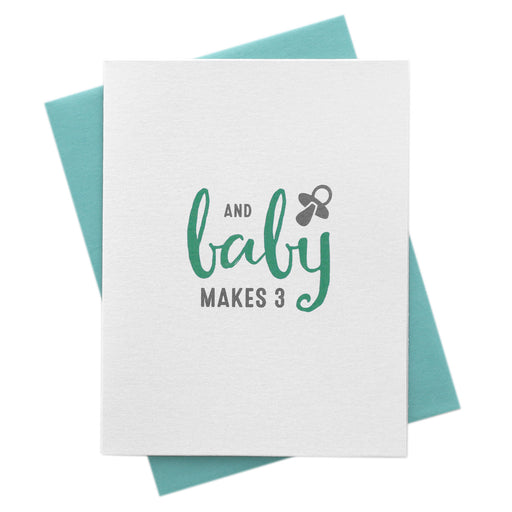 Baby Makes 3, New Parents Congratulations Card