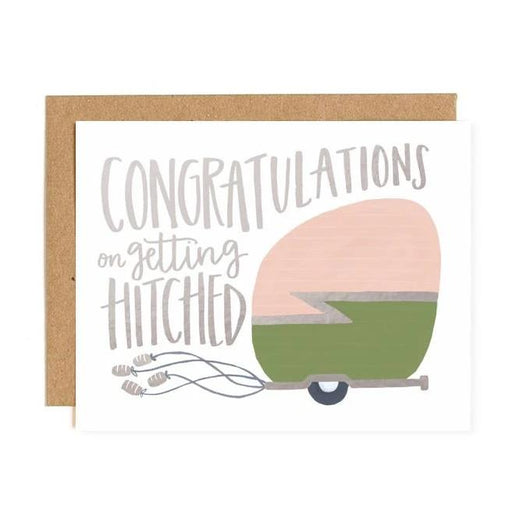 Congratulations on getting Hitched teardrop Camper letterpress Card