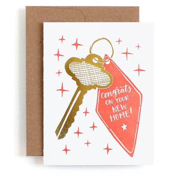New Home Key Letterpress Card