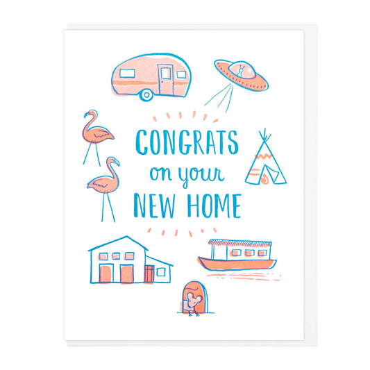 Congrats on Your New Home Letterpress greeting card moving motifs