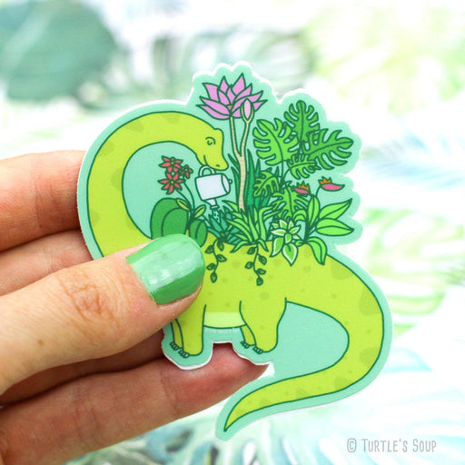Leafy Brontosaurus Planter Vinyl Sticker