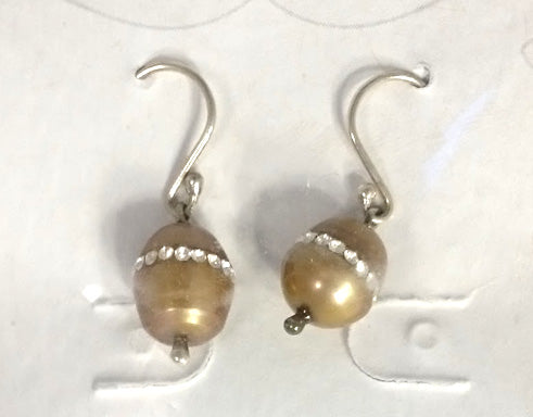 Tan Pearl & Swarovski Earrings