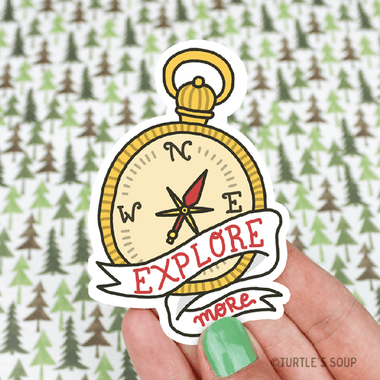 Explore More Compass Vinyl Sticker