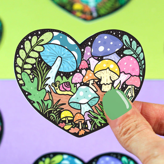 Forest Mushroom Heart Vinyl Sticker
