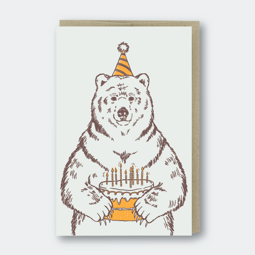 Grizzly Bear Birthday Cake Card