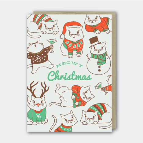 Meowy Christmas Sweater Cats Card