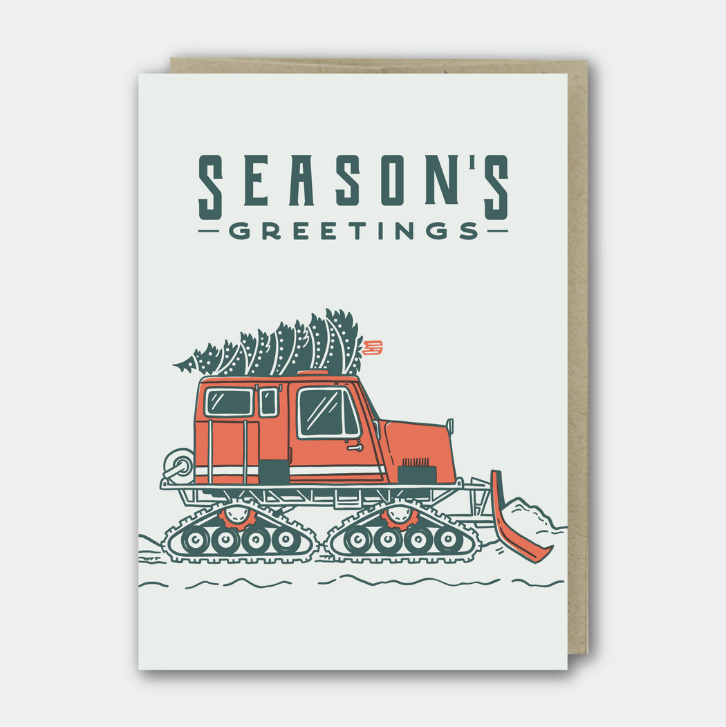 Snow Cat Season's Greetings Card