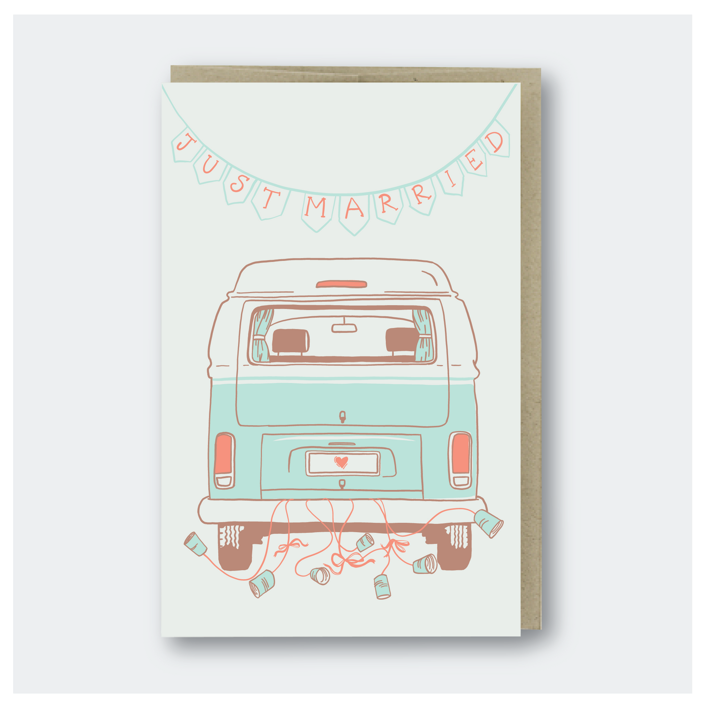 Just Married Camper Van Card
